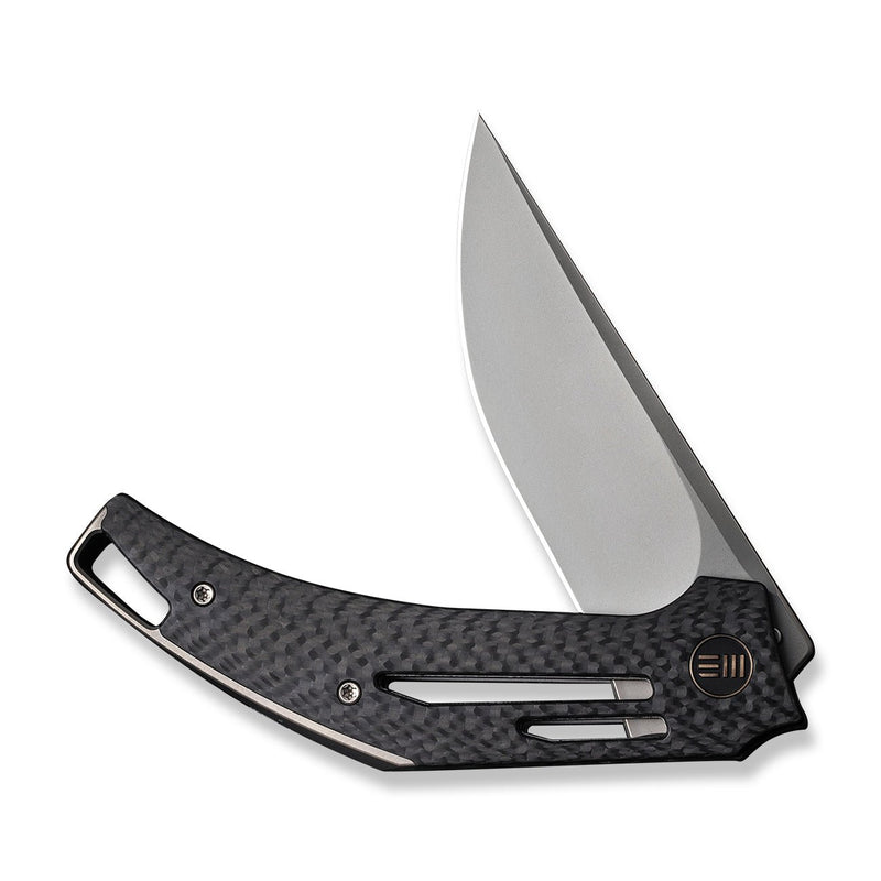 WEKNIFE Speedliner Flipper Knife Twill Carbon Fiber Handle (3.39" Silver Bead Blasted CPM 20CV Blade) WE22045B-1