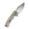 WEKNIFE Swiftfin Flipper & Thumb Hole Knife Silver Bead Blasted Titanium Handle (3.8" Hand Rubbed Satin CPM 20CV Blade) WE23051 Sample2