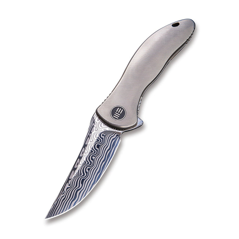 WEKNIFE Synergy2 Flipper Knife Titanium Integral Handle (3.49" Hakkapella Damasteel Blade) 912DS-1