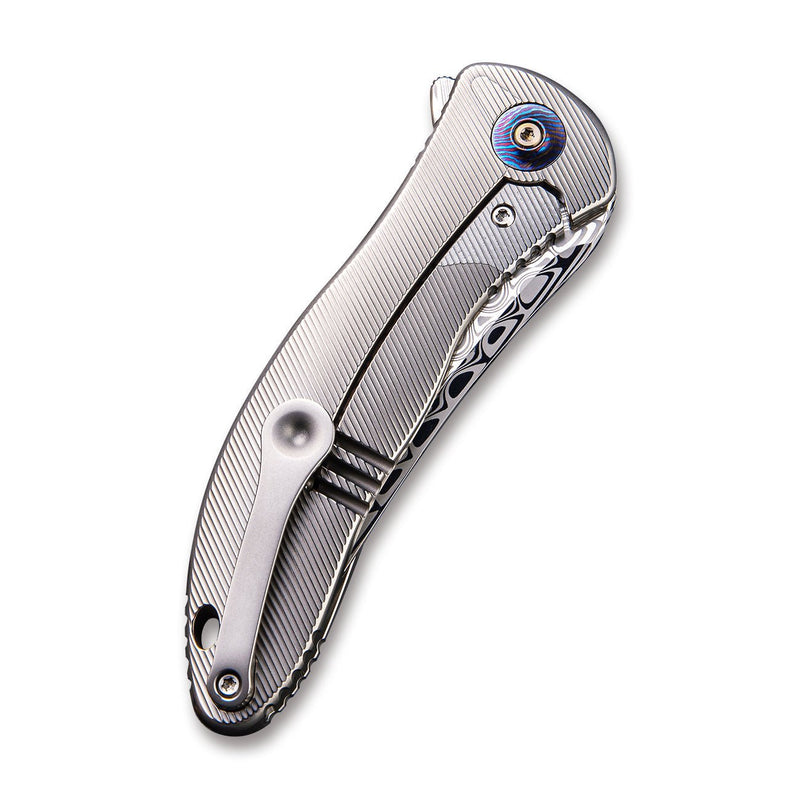 WEKNIFE Synergy2 Flipper Knife Titanium Integral Handle (3.49" Hakkapella Damasteel Blade) 912DS-1