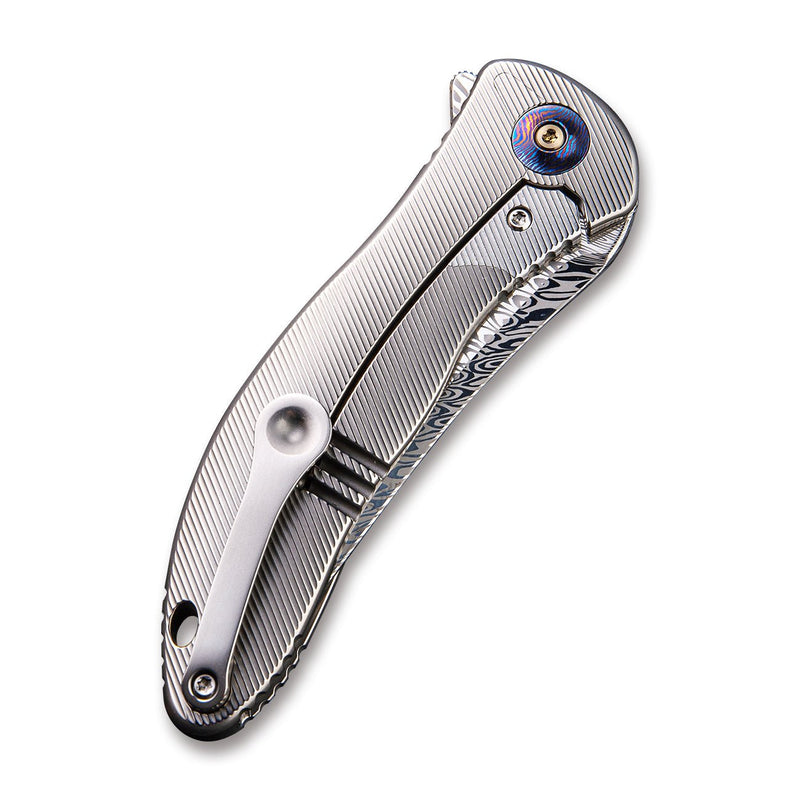 WEKNIFE Synergy2 Flipper Knife Titanium Integral Handle (3.49" Hakkapella Damasteel Blade) 912DS-2