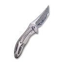 WEKNIFE Synergy2 Flipper Knife Titanium Integral Handle With Carbon Fibre Inlay (3.49" Heimskringla Damasteel Blade) 912CF-DS2