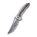 WEKNIFE Synergy2 Flipper Knife Titanium Integral Handle With Carbon Fibre Inlay (3.49" Heimskringla Damasteel Blade) 912CF-DS2