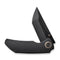 WEKNIFE Thug XL Thumb Stud Knife Black Stonewashed With Etching Pattern Titanium Handle (3.35" Black Stonewashed Bevels, Black Brushed Flats CPM 20CV) WE20028D-3