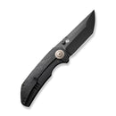 WEKNIFE Thug XL Thumb Stud Knife Black Stonewashed With Etching Pattern Titanium Handle (3.35" Black Stonewashed Bevels, Black Brushed Flats CPM 20CV) WE20028D-3