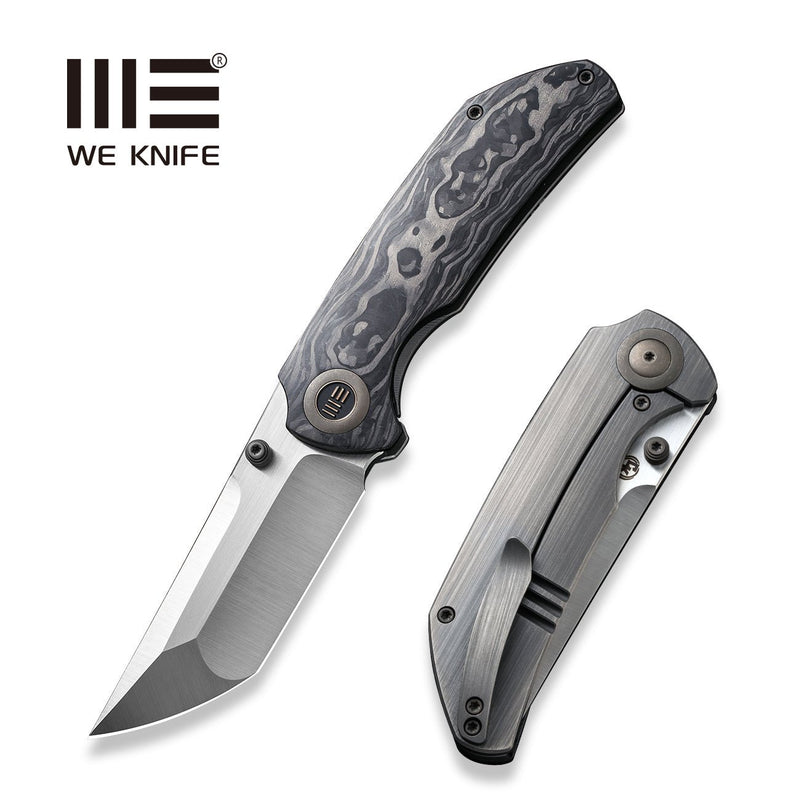 WEKNIFE Thug XL Thumb Stud Knife Carbon Fiber With Titanium Lock Side Handle (3.35" CPM 20CV Blade) WE20028E-1