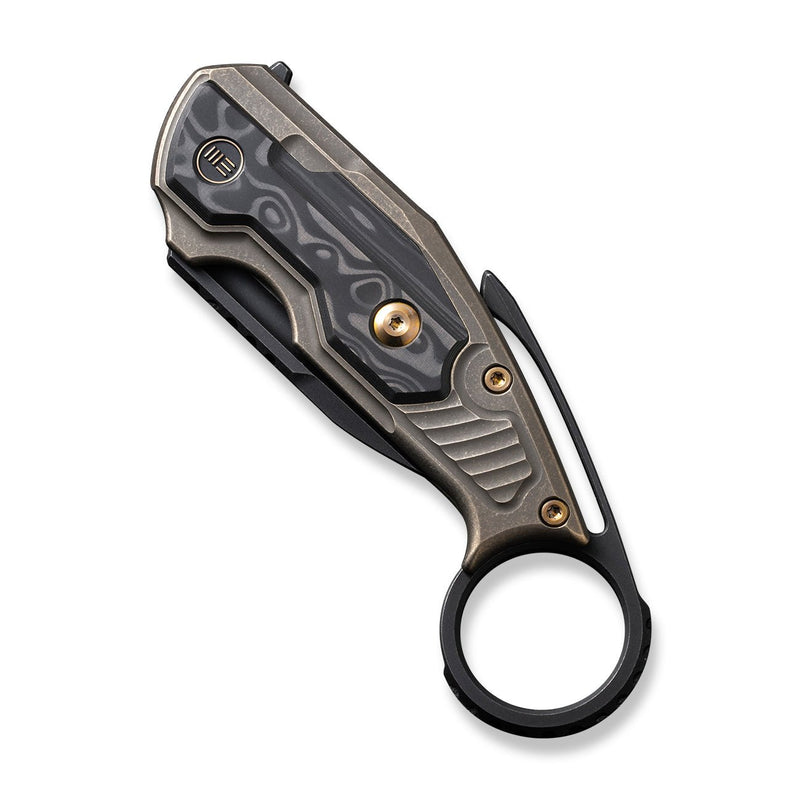 WEKNIFE Yardbird Flipper & Button Lock Knife Bronze Titanium Handle With Rose Carbon Fiber Inlay (2.44" Black Stonewashed CPM 20CV Blade) WE22021-2