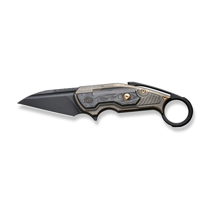 WEKNIFE Yardbird Flipper & Button Lock Knife Bronze Titanium Handle With Rose Carbon Fiber Inlay (2.44" Black Stonewashed CPM 20CV Blade) WE22021-2