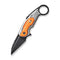 WEKNIFE Yardbird Flipper & Button Lock Knife Gray Titanium Handle With Orange G10 Inlay (2.44" Black Stonewashed CPM 20CV Blade) WE22021-1
