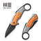 WEKNIFE Yardbird Flipper & Button Lock Knife Gray Titanium Handle With Orange G10 Inlay (2.44" Black Stonewashed CPM 20CV Blade) WE22021-1