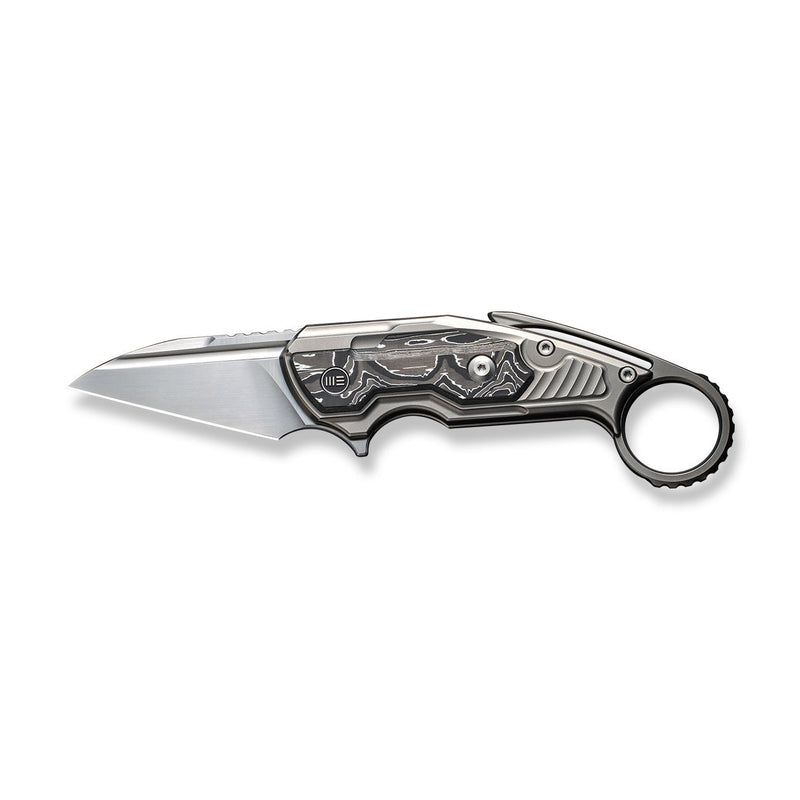 WEKNIFE Yardbird Flipper & Button Lock Knife Polished Bead Blasted Titanium Handle With Aluminum Foil Carbon Fiber Inlay (2.44" Hand Rubbed Satin CPM 20CV Blade) WE22021-3