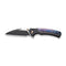 WEKNIFE Ziffius Button Lock Knife Black Titanium Handle With Flamed Titanium Integral Spacer (3.7" Black Stonewashed CPM 20CV Blade, Satin Flat) WE22024D-1