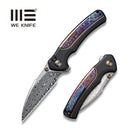 WEKNIFE Ziffius Button Lock Knife Black Titanium Handle With Flamed Titanium Integral Spacer (3.7" Hakkapella Damasteel Blade) WE22024D-DS1