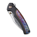 WEKNIFE Ziffius Button Lock Knife Black Titanium Handle With Flamed Titanium Integral Spacer (3.7" Hakkapella Damasteel Blade) WE22024D-DS1