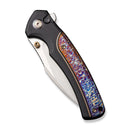 WEKNIFE Ziffius Button Lock Knife Black Titanium Handle With Flamed Titanium Integral Spacer (3.7" Hand Rubbed Satin CPM 20CV Blade) WE22024D-2