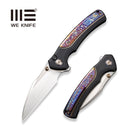 WEKNIFE Ziffius Button Lock Knife Black Titanium Handle With Flamed Titanium Integral Spacer (3.7" Hand Rubbed Satin CPM 20CV Blade) WE22024D-2