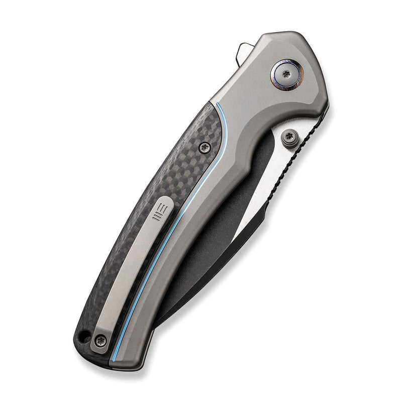 Ziffius Titanium & Fiber Flipper We Knife Carbon Knife & Thumb – Button Lock & 20CV Handle WEKNIFE Stud CPM