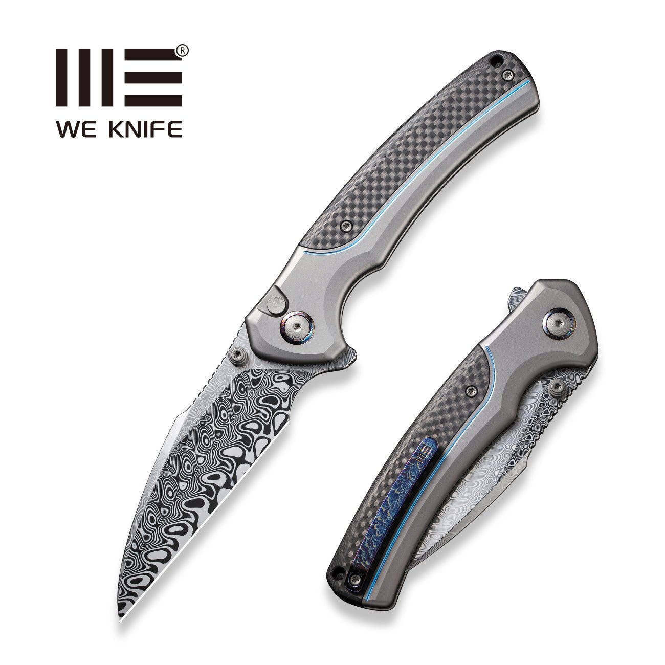 We Knife Company 712D Balaenoptera Frame Lock Flipper Folder Stonewash  Blade Gray Ti Handle