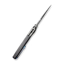 WEKNIFE Ziffius Button Lock Knife Gray Titanium Handle With Twill Carbon Fiber Integral Spacer (3.7" Hakkapella Damasteel Blade) WE22024A-DS1