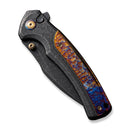 WEKNIFE Ziffius Button Lock & Thumb Stud Knife Black Stonewashed With Etching Pattern Titanium Handle With Flamed Titanium Integral Spacer (3.7" Black Stonewashed With Etching Pattern CPM 20CV Blade) WE22024D-5