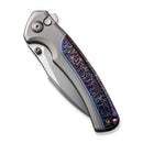 WEKNIFE Ziffius Flipper & Thumb Stud & Button Lock Knife Gray Titanium Handle With Flamed Titanium Integral Spacer (3.7" Hand Rubbed Satin CPM 20CV Blade) WE22024D-4