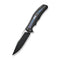 WEKNIFE Zonda Flipper Knife Black Titanium Handle With Twill Carbon Fiber & Flamed Titanium Inlay (4.05" Black Stonewashed CPM 20CV Blade, Satin Flat) WE22016-1