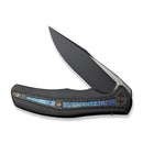 WEKNIFE Zonda Flipper Knife Black Titanium Handle With Twill Carbon Fiber & Flamed Titanium Inlay (4.05" Black Stonewashed CPM 20CV Blade, Satin Flat) WE22016-1