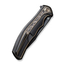 WEKNIFE Zonda Flipper Knife Bronze / Black Titanium Handle With Bronze Titanium & Copper Foil Carbon Fiber Inlay (4.05" Black Stonewashed Bevels, Black Brushed Flats CPM 20CV Blade) WE22016-3