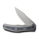 WEKNIFE Zonda Flipper Knife Gray Hand Rubbed Titanium Handle With Blue Titanium & Marble Carbon Fiber Inlay (4.05" Gray Hand Rubbed CPM 20CV Blade) WE22016-4